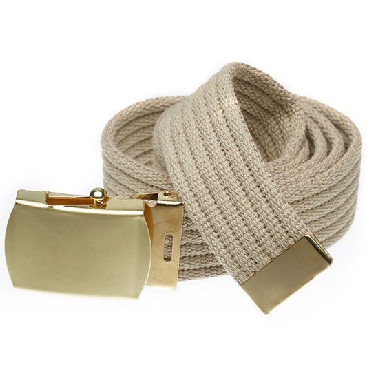 Ribbed Web Belt with Hi Polished Brass Buckle (Per Dozen)