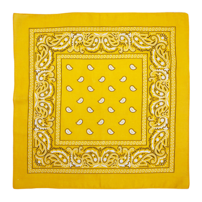 Paisley Print Bandana – Gold (Per Dozen)