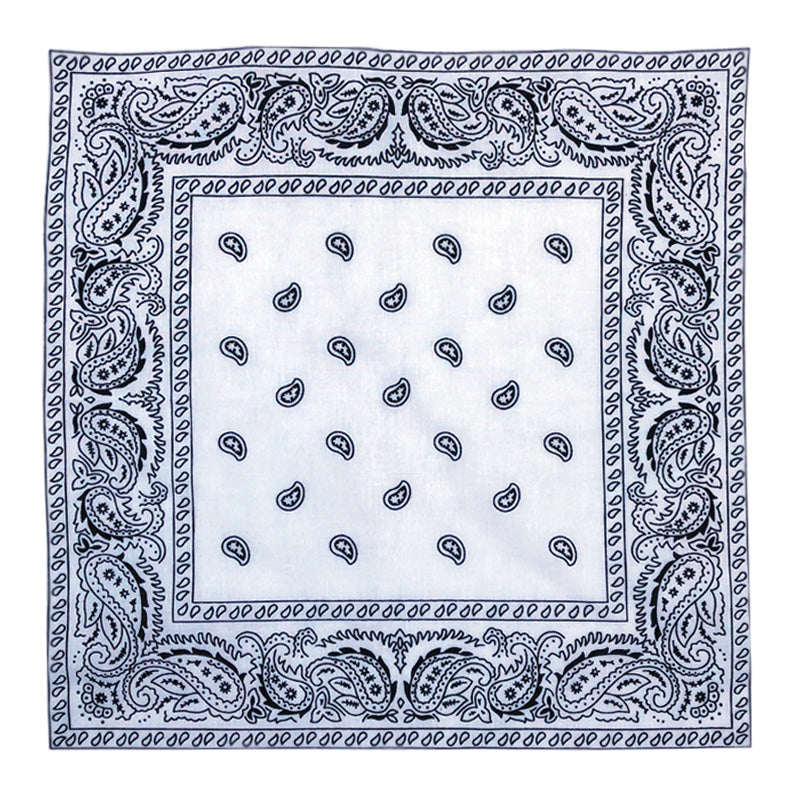 Paisley Print Bandana – White (Per Dozen)