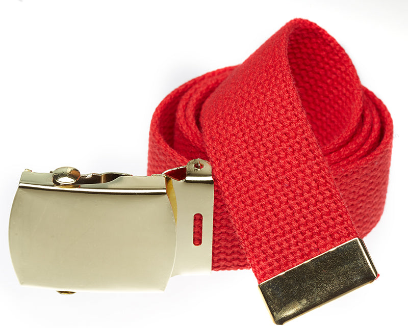 Military Style Web Belt with Hi Polished Brass Buckle (Per Dozen)