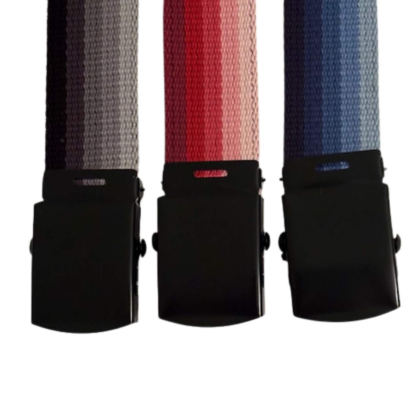 Ombre Striped Belts w/ Black Buckle (Per Dozen)