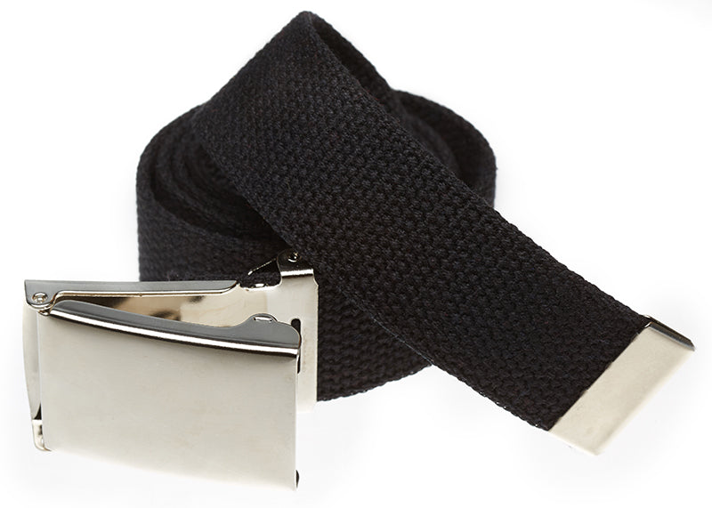 Military Grade Web Belt with Hi Polished Nickel Flip Top Buckle(Per Dozen)