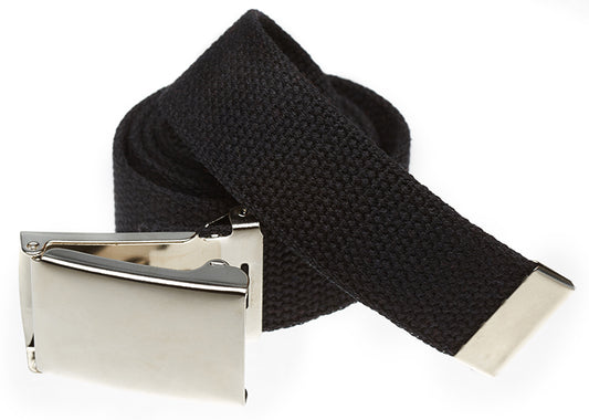 Military Grade Web Belt with Hi Polished Nickel Flip Top Buckle(Per Dozen)