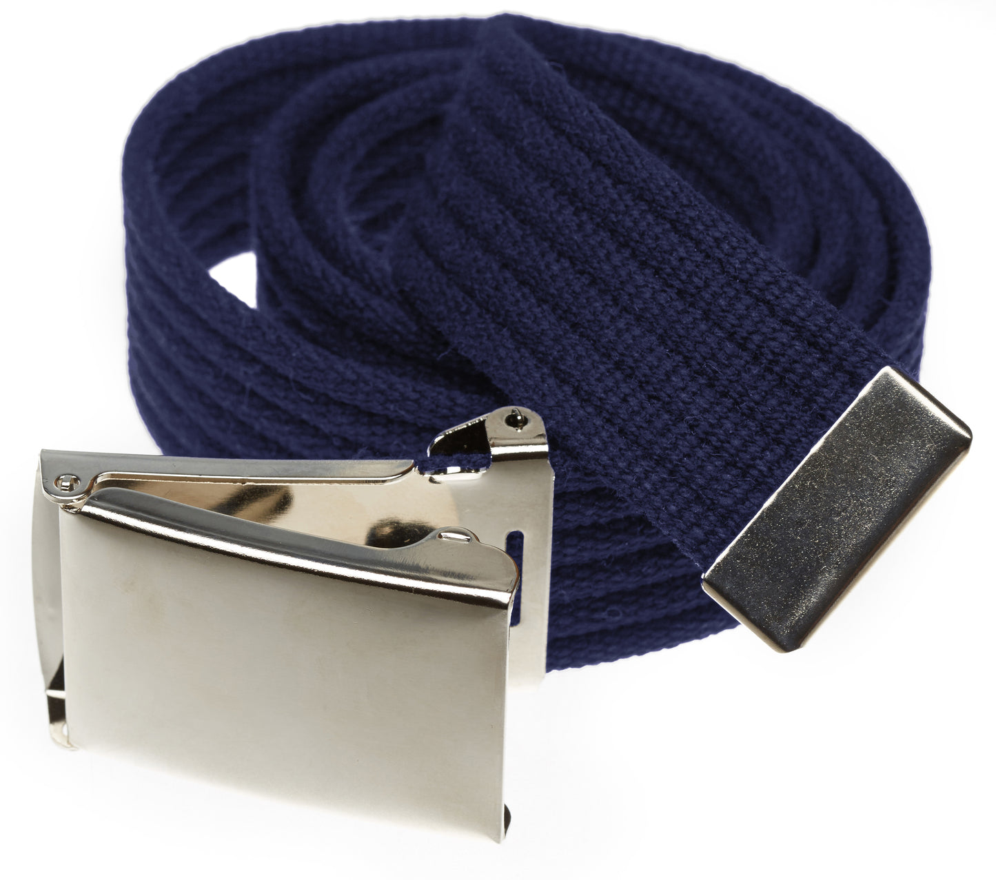 Ribbed Web Belt with Hi Polished Nickel Flip Top Buckle (Per Dozen)