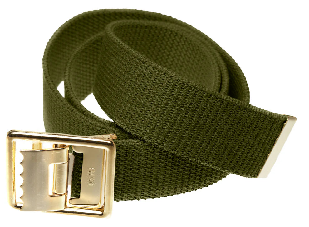 Marine Corps. Web Belt with Solid Brass Buckle and Tip (Per Dozen)