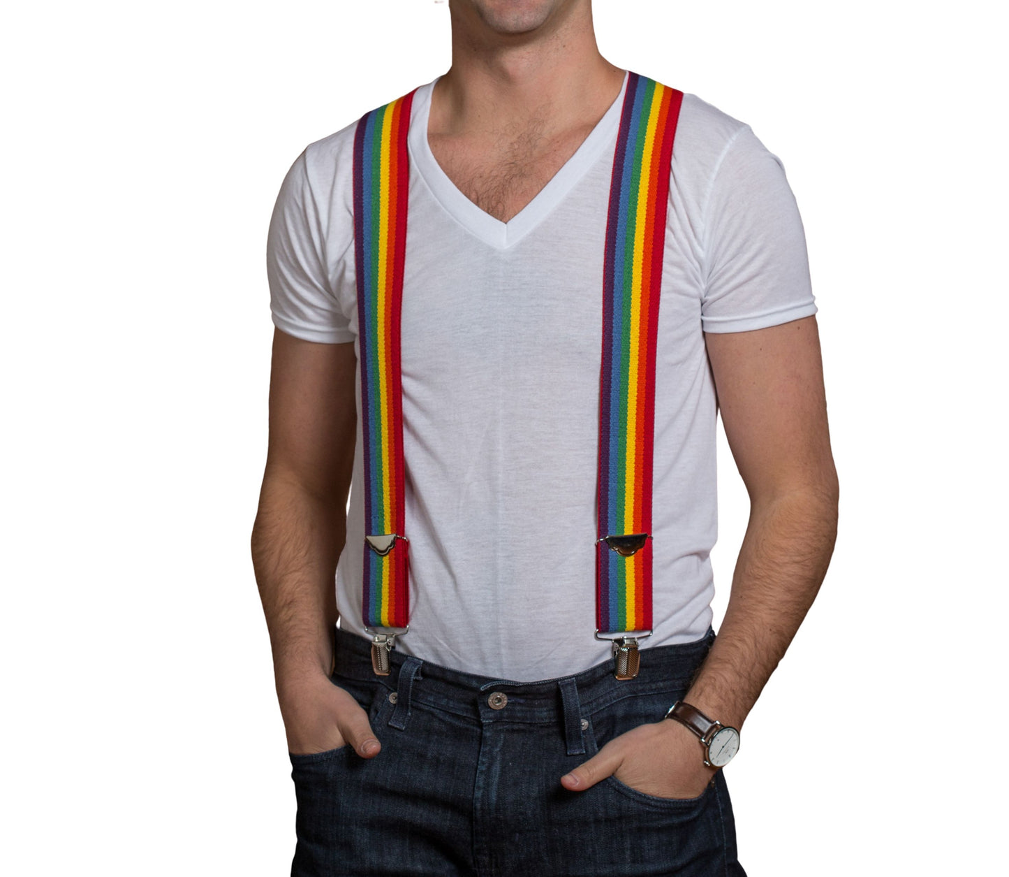 Rainbow / Striped Suspenders - 2″ (Per Dozen)