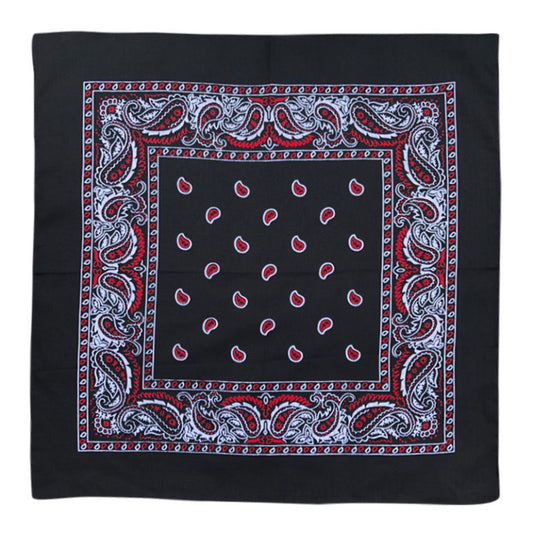Paisley Print Bandana – Black/Red (Per Dozen)