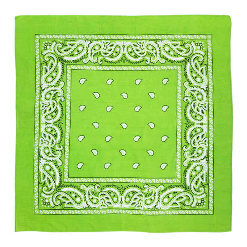 Paisley Print Bandana – Lime Green (Per Dozen)