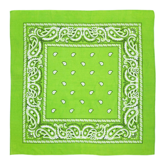 Paisley Print Bandana – Lime Green (Per Dozen)