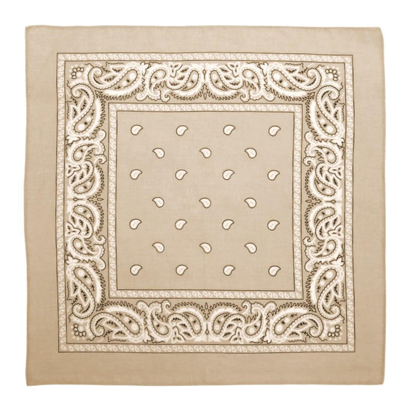 Paisley Print Bandana – Tan (Per Dozen)