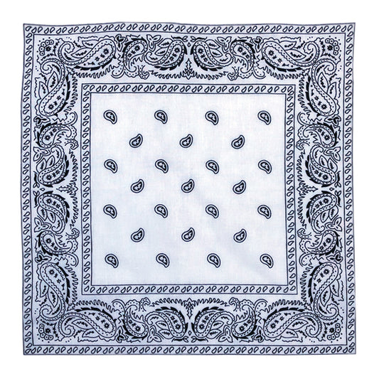 Paisley Print Bandana – White (Per Dozen)